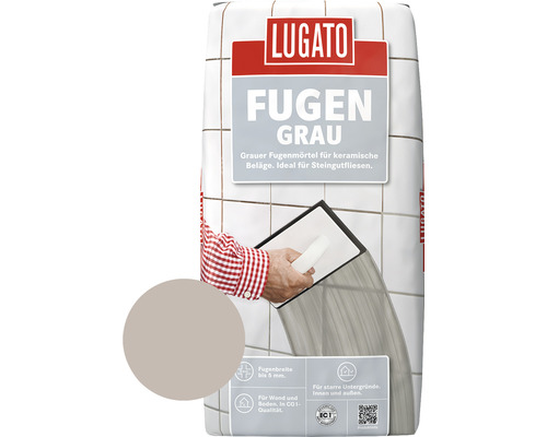 Lugato Fugenmörtel Fugengrau für keramische Beläge grau 1 Kg