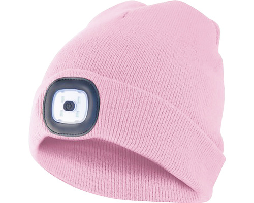 Mütze mit integriertem LED Licht 1W 250 mAh Akku wiederaufladbar rosa