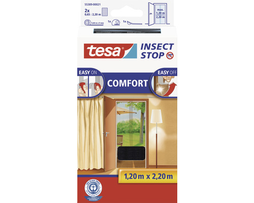 Fliegengitter für Türen tesa Insect Stop Comfort anthrazit 65x220 cm 2er-Pack