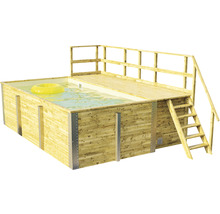 Aufstellpool Holzpool-Set Weka 595 rechteckig 490x315x201 cm inkl. Bodenschutzvlies, Filteranlage, Filtersand, Innenauskleidung sand-thumb-1