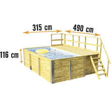 Aufstellpool Holzpool-Set Weka 595 rechteckig 490x315x201 cm inkl. Bodenschutzvlies, Filteranlage, Filtersand, Innenauskleidung blau/weiß-thumb-0