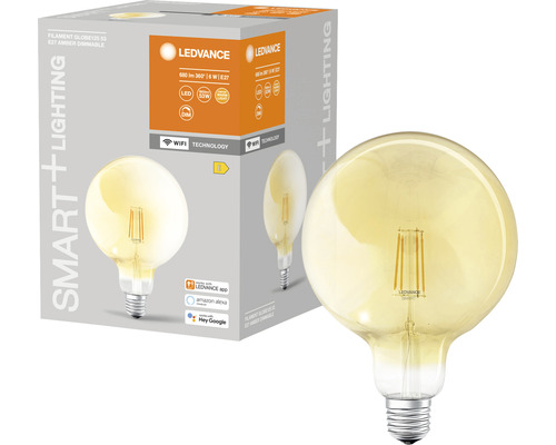 LED Lampe Ledvance G125 E27 / 6 W ( 53 W ) gold 680 lm 2400 K Smart WiFi klar