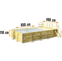 Aufstellpool Holzpool-Set Weka 595 rechteckig 650x490x201 cm inkl. Bodenschutzvlies, Filteranlage, Filtersand, Innenauskleidung mosaik sand-thumb-0