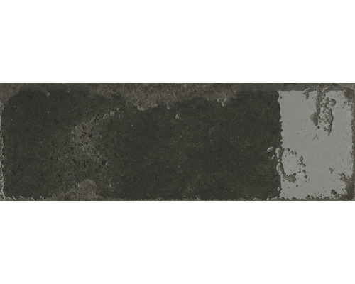 Steingut Wandfliese Alma 10,0x30,0 cm schwarz glänzend