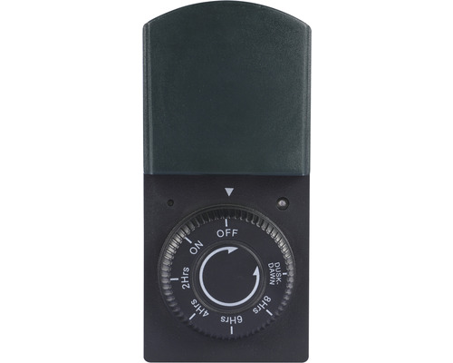 Zeitschaltuhr mit Countdown und Dämmerungsfunktion bis 2300 W für außen geeignet IP44 schwarz
