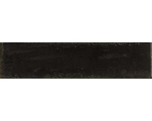Steingut Wandfliese Lume Lotus 6,0x24,0 cm schwarz glänzend