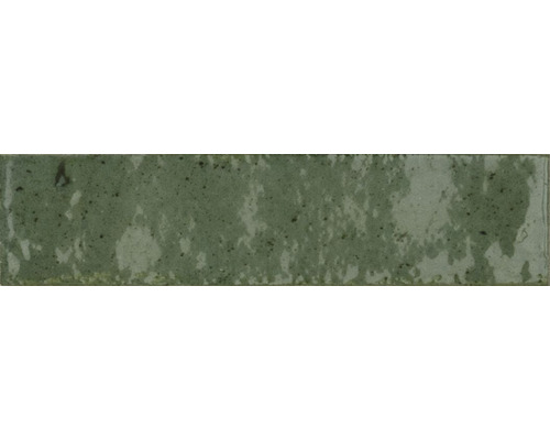 Steingut Wandfliese Lotus 6,0x24,0 cm grün glänzend