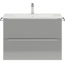 Waschbeckenunterschrank Nobilia Programm 1 45 81x59,1x48,7 cm mit Mineralmarmorwaschbecken grau hochglanz-thumb-0