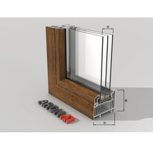 Kunststofffenster Festelement ARON Basic weiß/golden oak 1400x400 mm (nicht öffenbar)-thumb-2