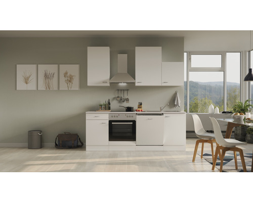Küchenblock Flex Well Wito weiß/weiß 220 cm inkl. Einbaugeräte 8213-0