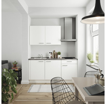 Küchenzeile Nobilia Elements Urban weiß matt 180 cm Arbeitsplatte Beton Schiefer Dunkelgrau inkl. Einbaugeräte L1 R E 354-thumb-0