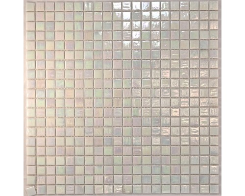 Glasmosaik 32,7x32,7 cm perlmutt weiß
