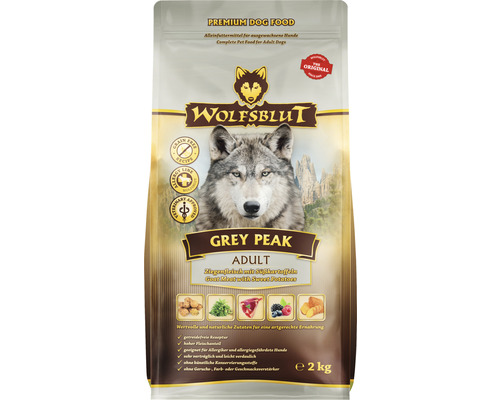 Hundefutter trocken WOLFSBLUT Grey Peak Adult Wild-Ziege und Pferd mit wertvollen Superfoods, getreidefrei, Glutenfrei 2 kg