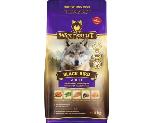 Hundefutter trocken WOLFSBLUT Black Bird Adult, Truthahn mit Süßkartoffeln mit wertvollen Superfoods, getreidefrei, Glutenfrei 2 kg-0