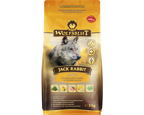 Hundefutter trocken WOLFSBLUT Jack Rabbit Kaninchen und Hase mit wertvollen Superfoods, getreidefrei, Glutenfrei 2 kg