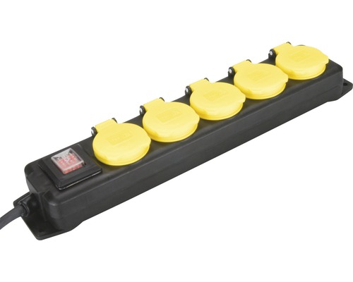 Steckdosenleiste mit Schalter 5-fach schwarz-gelb 1,5 m