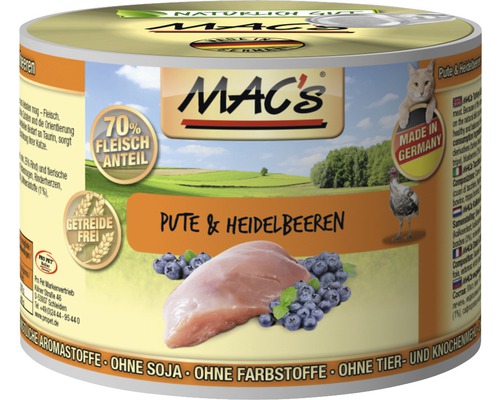 Katzenfutter nass MAC's Pute und Reis 200 g