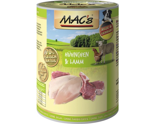 Hundefutter nass MAC's Sensitiv Lamm und Geflügel 400 g