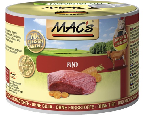 Katzenfutter nass MAC's Rind 200 g