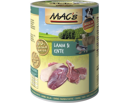 Hundefutter nass MAC's Lamm und Reis 400 g