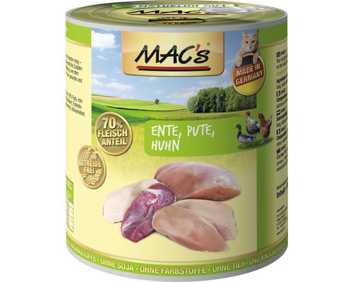 Katzenfutter nass MAC's Ente, Pute und Huhn 800 g