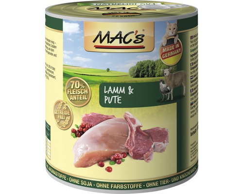 Katzenfutter nass MAC's Lamm und Reis 800 g