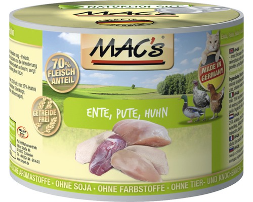 Katzenfutter nass MAC's Ente, Pute und Huhn 200 g