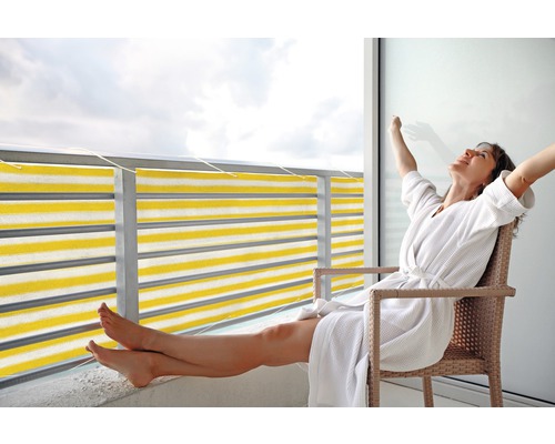 Balkonverkleidung gelb-weiß 90x500 cm