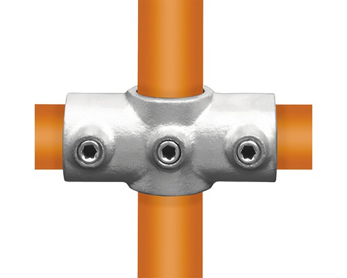 Kreuzstück Rohrverbinder 90° für Gerüstholz-Stahlrohr durchgehend Ø 33 mm