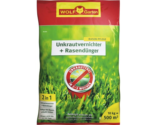 Rasendünger mit Unkrautvernichter WOLF-Garten, 10 kg / 500 m² Reg.Nr. 2786-903