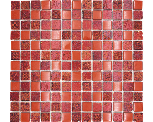 Glasmosaik mit Naturstein XCM CB 92 30,0x32,5 cm rot