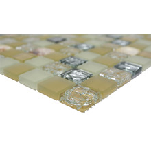Glasmosaik Crystal Quadrat XCM 8OP9 Muschel 30,0x30,0 cm beige-thumb-1