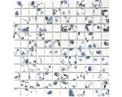 Keramikmosaik Quadrat CG SB09 30,0x30,0 cm weiß blau-0