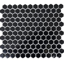 Keramikmosaik Hexagon HX060 26,0x30,0 cm schwarz-thumb-0