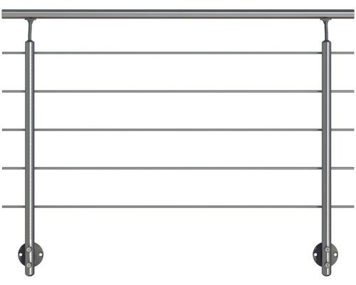 Geländer-Komplettset Pertura Aluminium mit fünf Edelstahlstäben für Seitenmontage B: 1.50 m