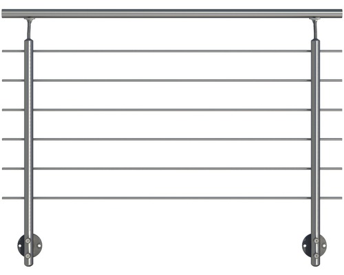 Geländer-Komplettset Pertura Aluminium mit sechs Edelstahlstäben für Seitenmontage B: 1.50 m