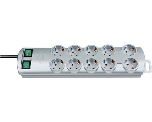 Steckdosenleiste Brennenstuhl® 10-fach, mit Schalter, Primera-Line 3G1,5, silber, 2 m