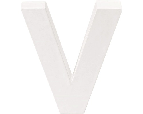 Buchstabe V Pappe 10x3,5 cm weiß