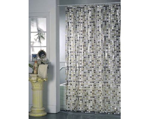 Duschvorhang Mosaik 180x200 cm klar braun beige weiß