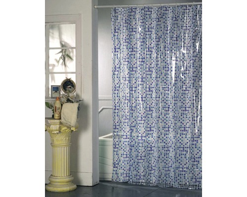 Duschvorhang Mosaik 180x200 cm klar blau