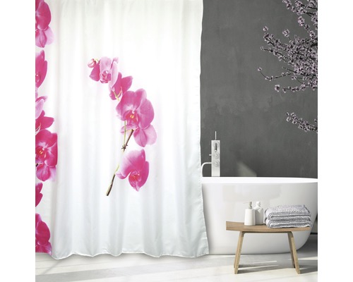 Duschvorhang Lanyu 180x200 cm weiß pink