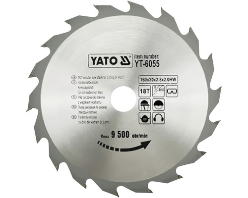Kreissägeblatt Yato HM 160 x 2,8 x 20 mm 18 Z